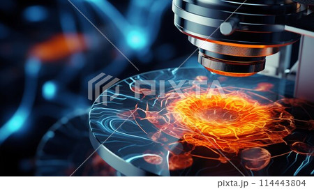 Microscope Macro View of Particles. Generative ai Microscope Macro View of Particles. Generative ai 114443804