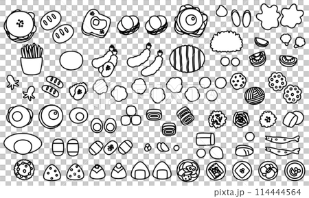 Side dish illustration set (black and white) 114444564