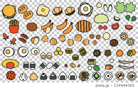 おかずの単品イラストセット（縁ありカラー） 114444565