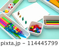 School supplies.Concept back to school. colored stationery is arranged in white organizers. Creative Drawer Organizing. Storage office supplies 114445799