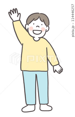 手を振る男の子 手を振る男の子 114446257