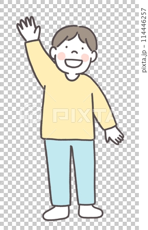 手を振る男の子 手を振る男の子 114446257