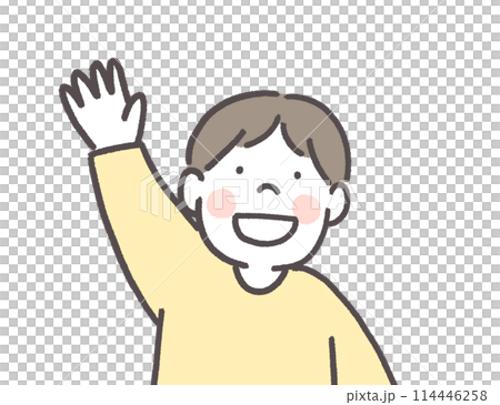 手を挙げる男の子 114446258