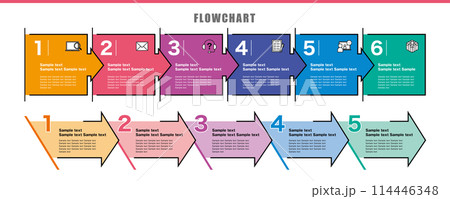 シンプルでおしゃれ、企画書や説明図に使用できるインフォグラフィックのテンプレート 114446348