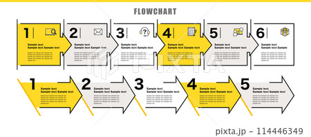 シンプルでおしゃれ、企画書や説明図に使用できるインフォグラフィックのテンプレート シンプルでおしゃれ、企画書や説明図に使用できるインフォグラフィックのテンプレート 114446349