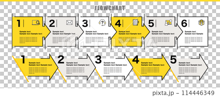シンプルでおしゃれ、企画書や説明図に使用できるインフォグラフィックのテンプレート シンプルでおしゃれ、企画書や説明図に使用できるインフォグラフィックのテンプレート 114446349