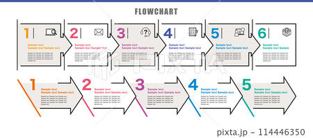 シンプルでおしゃれ、企画書や説明図に使用できるインフォグラフィックのテンプレート 114446350