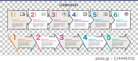 シンプルでおしゃれ、企画書や説明図に使用できるインフォグラフィックのテンプレート 114446350