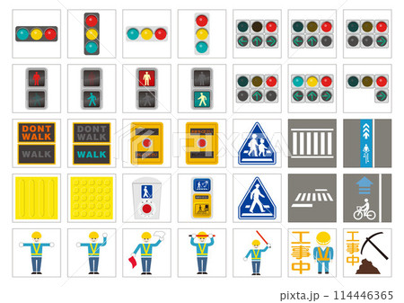 道路のアイコン：信号・標識 114446365