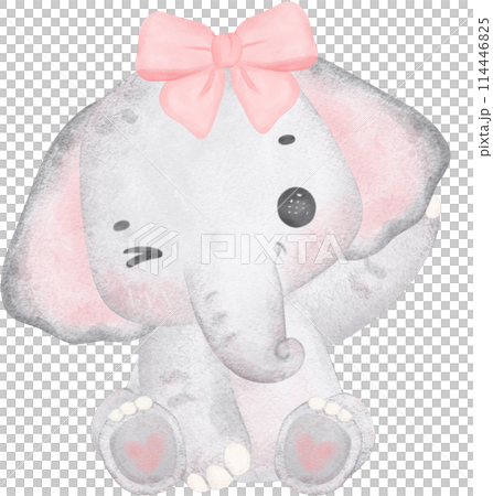 Coquette Baby Elephant with pink bow Watercolor Adorable Nursery Art Coquette Baby Elephant with pink bow Watercolor Adorable Nursery Art 114446825