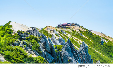 夏の燕岳登山（燕山荘～燕岳山頂：燕山荘を望む） 114447600