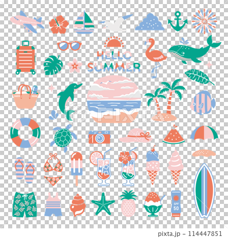 Summer sea illustration icon set 114447851