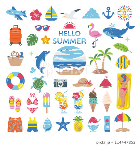 夏の海イラストアイコンセット 114447852
