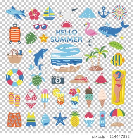 夏の海イラストアイコンセット 114447852
