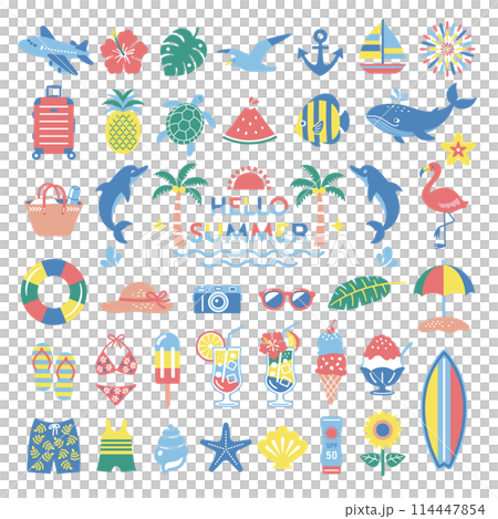 Summer sea illustration icon set 114447854