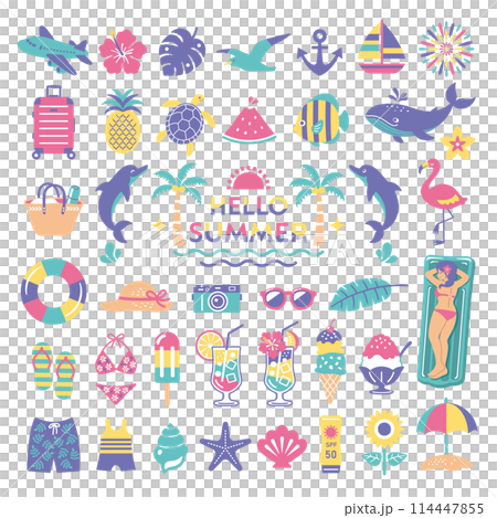 Summer sea illustration icon set 114447855