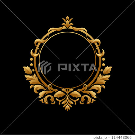Elegant Circular Classic Decorative Floral Ornamental, golden color 114448066