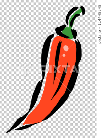 Red chili pepper brush-drawn illustration Red chili pepper brush-drawn illustration 114448348