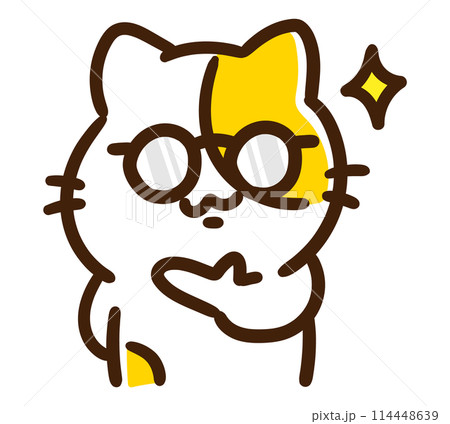 頭が良さそうなかわいいメガネをかけたねこのキャラクターのデフォルメイラスト 頭が良さそうなかわいいメガネをかけたねこのキャラクターのデフォルメイラスト 114448639
