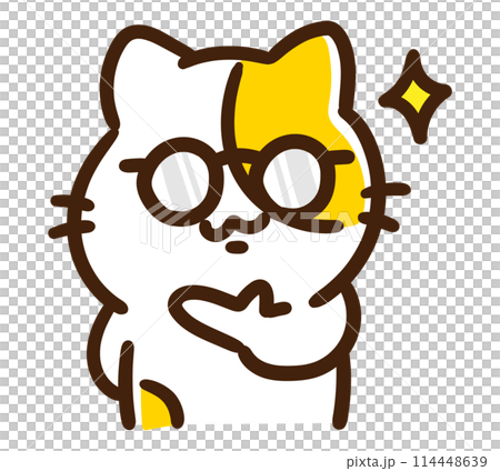 頭が良さそうなかわいいメガネをかけたねこのキャラクターのデフォルメイラスト 頭が良さそうなかわいいメガネをかけたねこのキャラクターのデフォルメイラスト 114448639