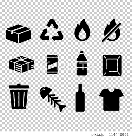 Garbage sorting icon set 114448991
