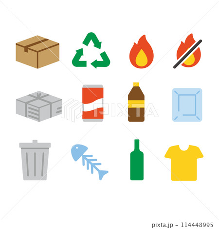 ゴミの分別アイコンセット ゴミの分別アイコンセット 114448995
