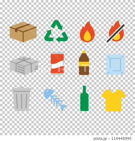 Garbage sorting icon set 114448995