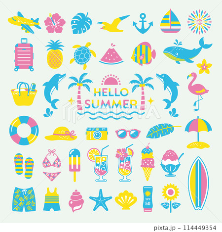夏の海イラストアイコンセット 114449354
