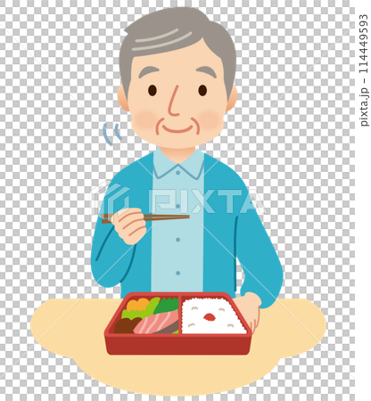 Elderly man eating lunch, Senior, Lunch 114449593