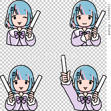 4種類型的帶筆燈的礦井女孩 114449911