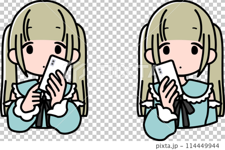 スマホを持つツインテールの地雷系・姫系女の子 スマホを持つツインテールの地雷系・姫系女の子 114449944