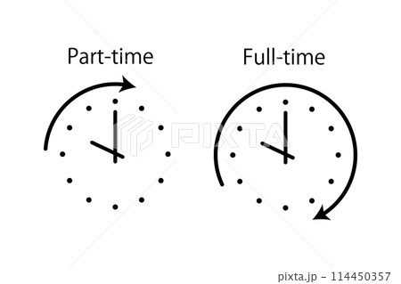パートタイムとフルタイムを表すアイコン パートタイムとフルタイムを表すアイコン 114450357