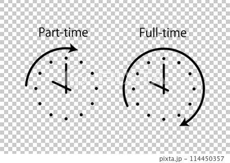 パートタイムとフルタイムを表すアイコン パートタイムとフルタイムを表すアイコン 114450357