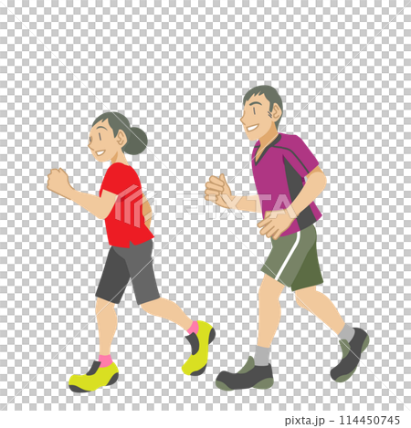 ランニングを楽しむ夫婦のイラスト 114450745