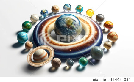 カラフルな天然石の惑星と銀河系 114451034