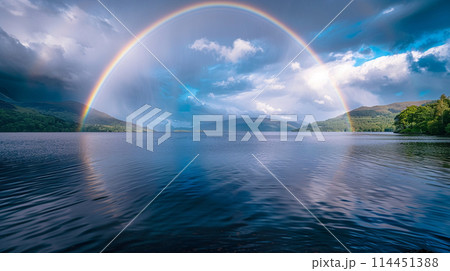 湖に架かる虹 湖に架かる虹 114451388