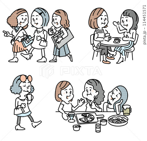 女性の休日のイラスト 114451571