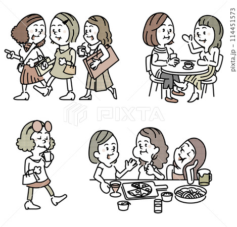 女性の休日のイラスト 女性の休日のイラスト 114451573