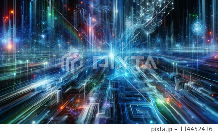 サイバー空間の背景素材 114452416