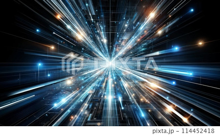 抽象的な青い光線の背景 114452418