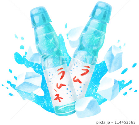 よく冷えたラムネのイメージイラスト 水彩タッチのイラスト素材