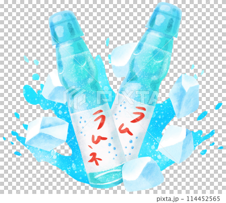 よく冷えたラムネのイメージイラスト 水彩タッチのイラスト素材