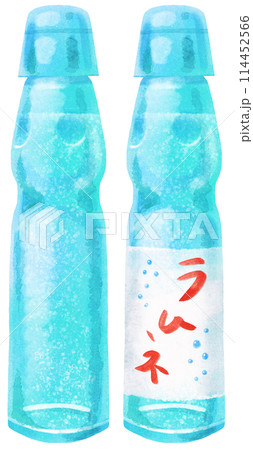 ラムネ瓶 (ラベル有無セット)  水彩タッチ 114452566