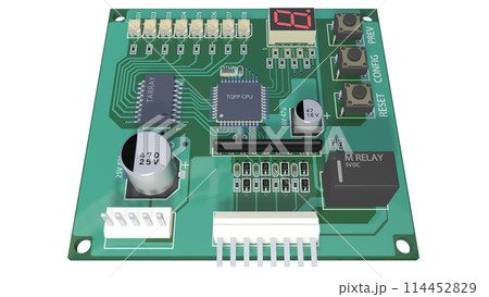 電子部品の説明に利用可能な リアルで正確に作成したプリント基板画像 114452829