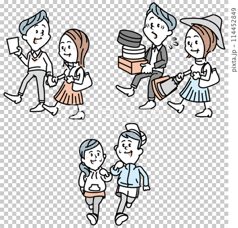 一套約會情侶插圖 一套約會情侶插圖 114452849