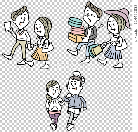 一套約會情侶插圖 一套約會情侶插圖 114452852