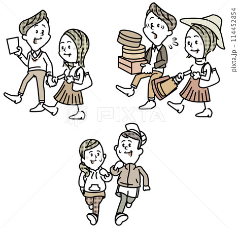 デートするカップルイラストのセット デートするカップルイラストのセット 114452854