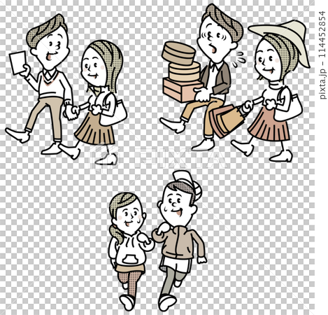 一套約會情侶插圖 一套約會情侶插圖 114452854