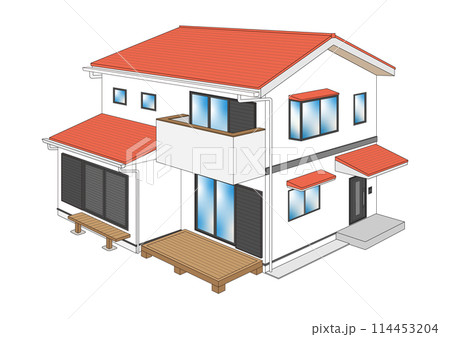 家(住宅)の立体的でシンプルなイラスト 家(住宅)の立体的でシンプルなイラスト 114453204