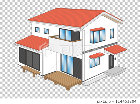 家(住宅)の立体的でシンプルなイラスト 家(住宅)の立体的でシンプルなイラスト 114453204